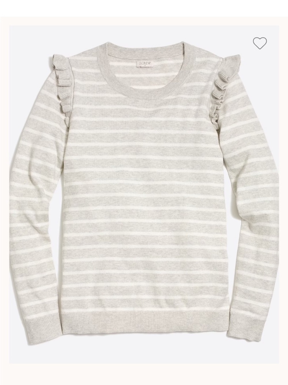 J. Crew Striped Ruffle Shoulder Sweater Women’s Size XS 100% Cotton Crew Neck